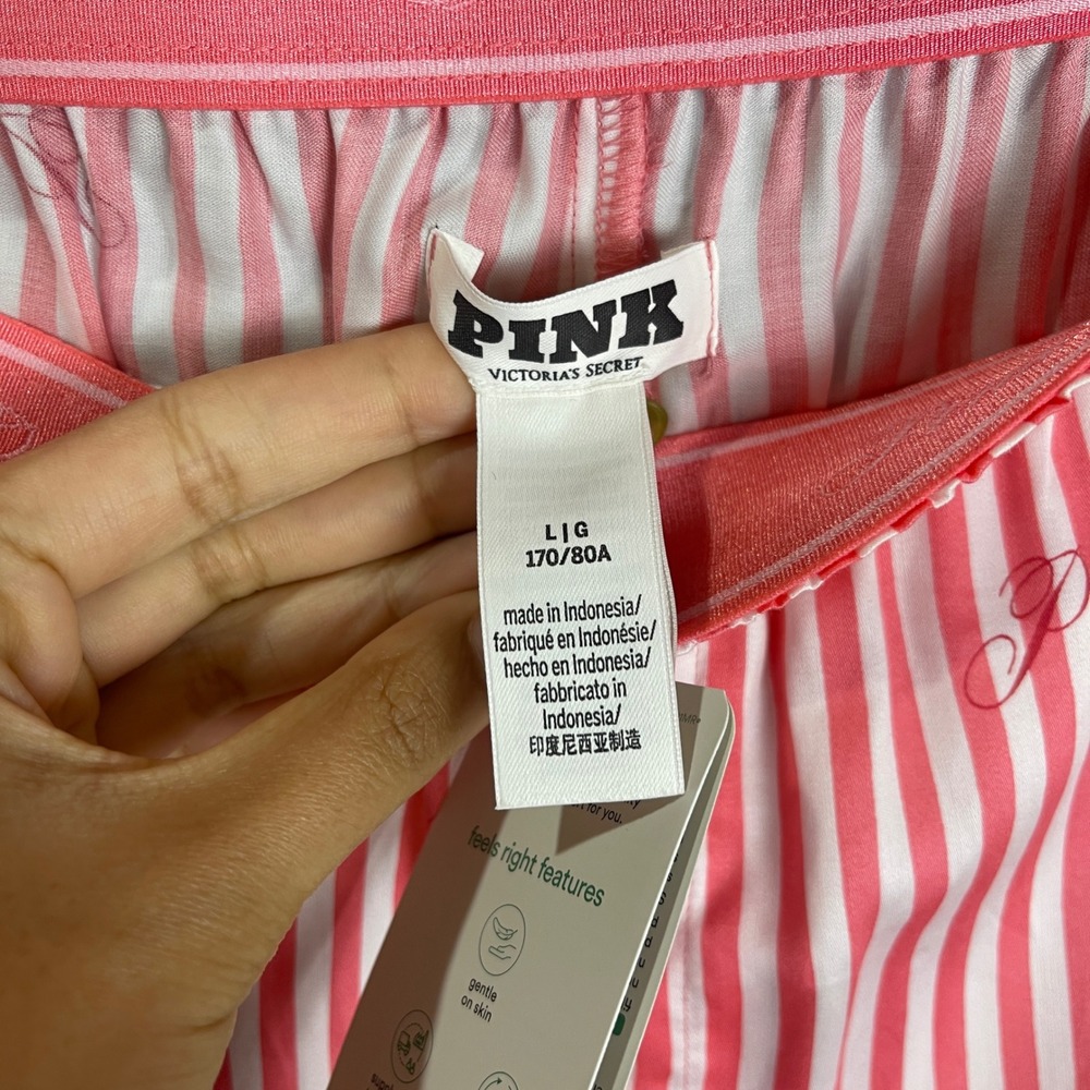 NEW Victoria's Secret PINK Pajama Shorts Womens Large Pink New Striped - Picture 8 of 10